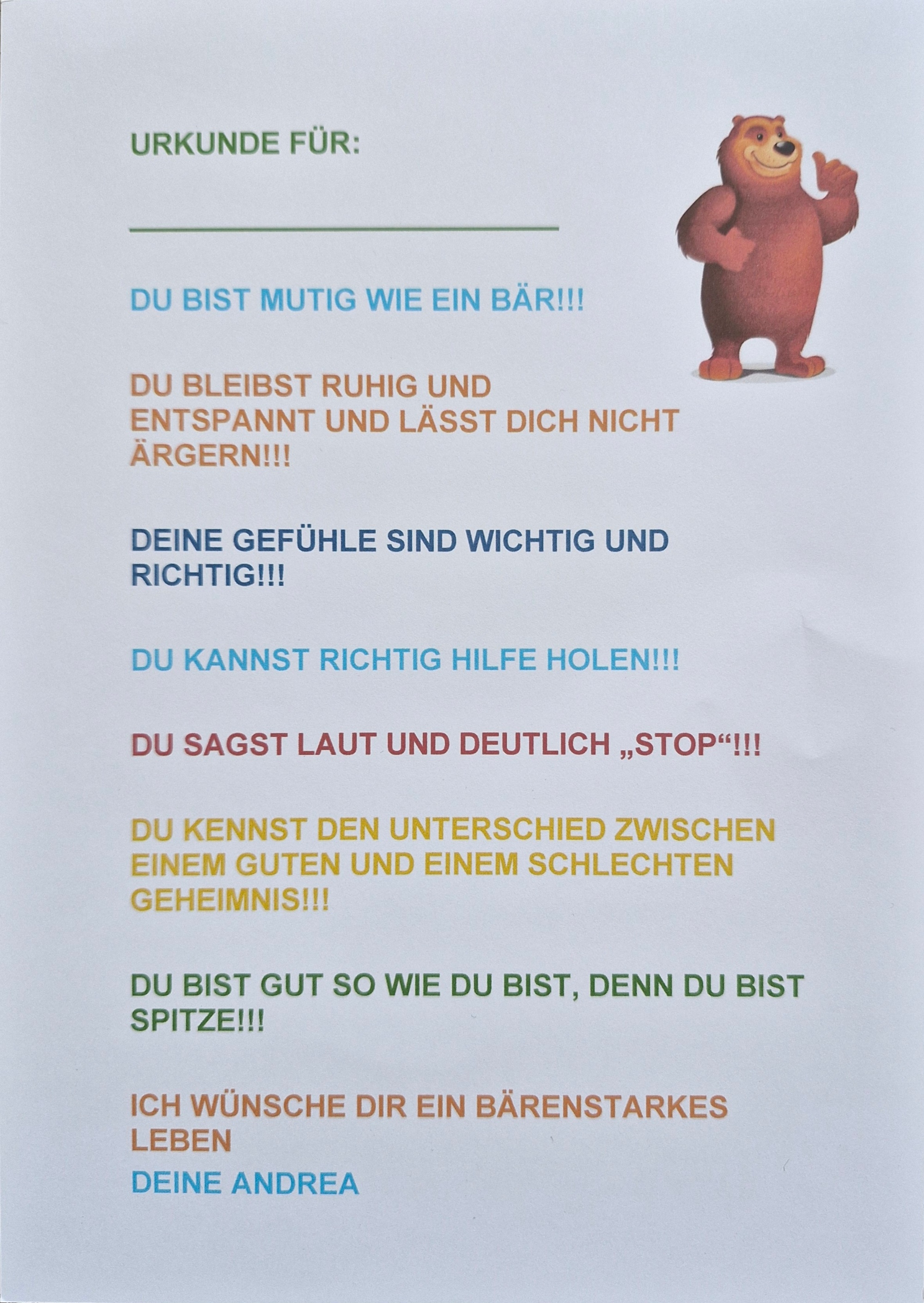 Urkunde Bärenstark